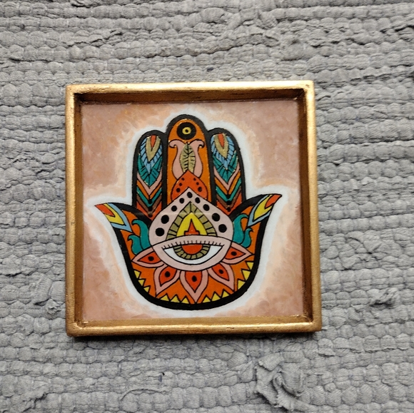 Other - Beautiful Hamsa hand painting on the glass